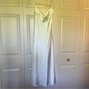 Zara White Satin Midi Dress Size Medium